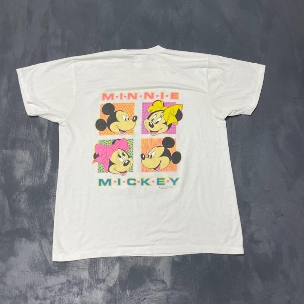 Vintage Mickey Minnie Graphic T Shirt Men Largeβ White 1990s Disney
